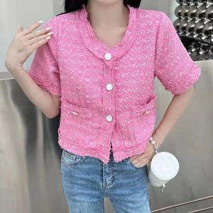 [올리비에스클로젯] 엣지 진주단추 트위드 반팔 자켓_O2506JK605B