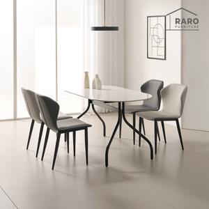 라로퍼니처 피아트 1500 유광 타원 포세린 통 세라믹 4인 식탁 세트 (식탁+의자4)