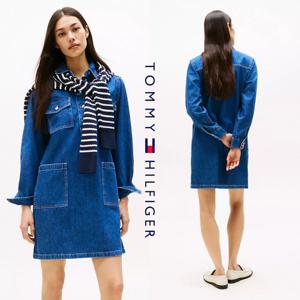 타미힐피거 TOMMY HILFIGER XW04448-EX0 여자 풀오버 데님 셔츠 원피스 드레스