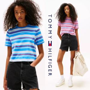 타미힐피거 TOMMY HILFIGER TDW21391-U06 여자 굵은 스트라이프 반팔 티셔츠