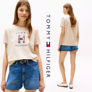 타미힐피거 TOMMY HILFIGER XW05555-ACI 여자 아메리칸 H로고 반팔 티셔츠
