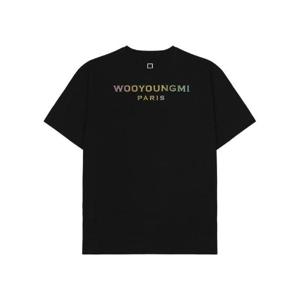 우영미 코튼 렌티큘러 백로고 티셔츠 블랙   23SS W231TS08708B