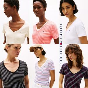타미힐피거 TOMMY HILFIGER XW05026 여자 V넥 Favorite 반팔 티셔츠