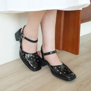 [지쎄공식몰][장마템] 천연가죽 여성수제화 데이지 라미네이팅 스퀘어 샌들 GIS-46265