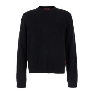 GUCCI Black Crewneck Sweater with Web Detail in Cashmere Man 791957XKD5E1060