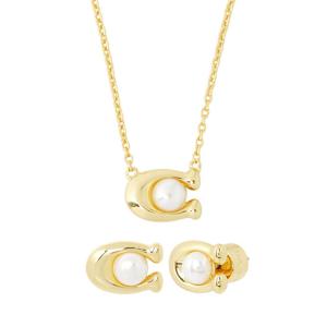 코치 시그니처 여성 목걸이 귀걸이 세트 473741 GLD 107