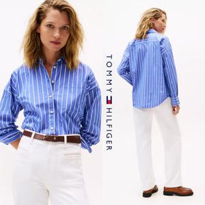 타미힐피거 TOMMY HILFIGER XW05442-CEI 여자 릴렉스핏 굵은 스트라이프 셔츠