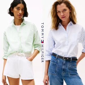 타미힐피거 TOMMY HILFIGER XW05441-LWY 여자 릴렉스핏 스트라이프 셔츠