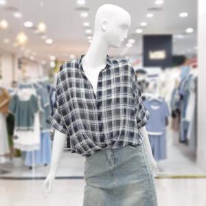 abfz sh06 가오리 체크 시스루쿨블라우스 SLBNZ3B401H