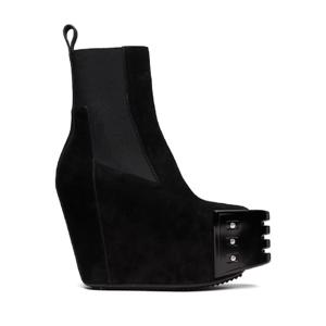 릭오웬스 첼시부츠 블랙 그릴 웨지 힐 비틀 스웨이드 첼시 부츠 252232M223000