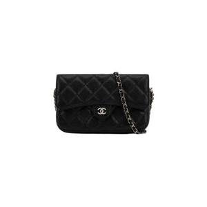 샤넬 클래식 체인 플랩 폰 홀더 그레인드 카프스킨   골드 메탈 블랙 AP2096-Y33352B10583-C3906