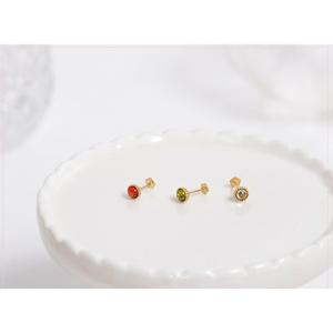 미니골드 14K [탄생석] 베젤 캐보션 트라거스 피어싱 EJCM4144-1~12
