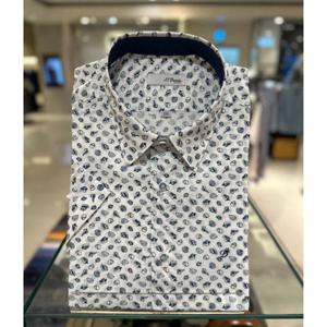 듀퐁셔츠 슬림핏 반팔 SE4MM21HS319SWH 면보일프린트  선물용