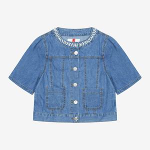 [베스띠벨리]넥 진주 데님 크롭 자켓 BKJKE2151