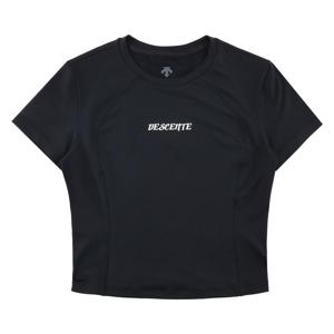 데상트 여성 슬림핏 세미크롭 반팔 티셔츠 SP322TTS76BLK