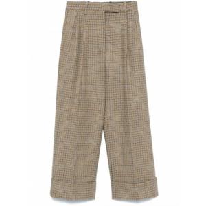 [THOM BROWNE] 라프리마 여성 팬츠 하이 웨이스트 더블 플리츠 인 GUNCLUB 체크 CHEVIOT 트위드 FTC499AF0961 210 BROWN /9