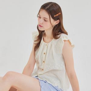 FOCUS  날개 소매 펀칭 레이스 블라우스 PBBF5M1BL5841