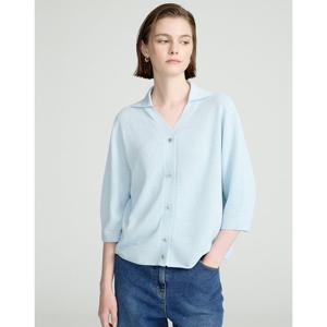 닥스 여성 25SS 블루 스트라이프 짜임 면혼방 7부소매 가디건 DLSW5B397B1