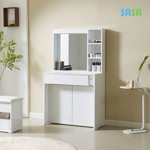 사사가구 루체 800 LED 콘센트 수납화장대 수납거울포함