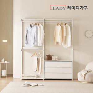레이디가구 에어랙 철제 드레스룸 시스템옷장 1800 서랍형 B