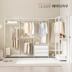 레이디가구 에어랙 철제 드레스룸 시스템옷장 3800 코너 서랍형