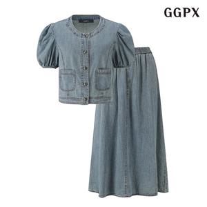 GGPX 데님 자켓 스커트 셋업 (GOBOW011D)