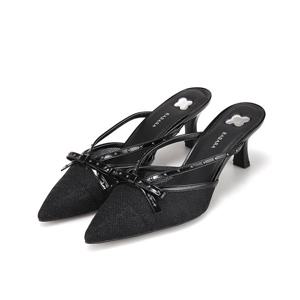 [시즌오프] 바바라 소가죽 매쉬 스터드 리본 장식 여성 오픈 슬링백 6cm_BBI203