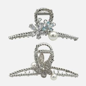 제이로렌 진주 큐빅 트위스티 집게핀 H01412