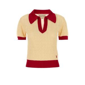 발렌티노 가라바니 여성 아이보리 Linen 린넨 폴로 반팔니트 7B3KC65H9GS BRS