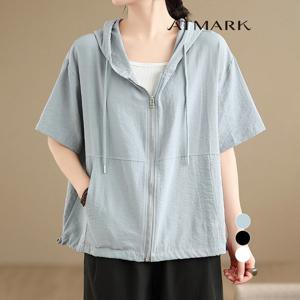 ATMARK (77까지)루즈후디드반소매집업점퍼_AA53JP005G