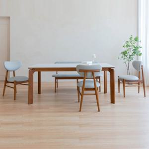 헤닝 밀키오 세라믹식탁 세트 6인용 원목 식탁 1800 의자3 벤치1