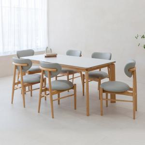 헤닝 밀키오 세라믹식탁 세트 6인용 원목 식탁 1800 의자6