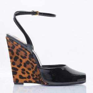 25 FW 생로랑 Le Scandale 레오파드 웨지힐 페이턴트 펌프스 블랙 807642 AAC4X 1000