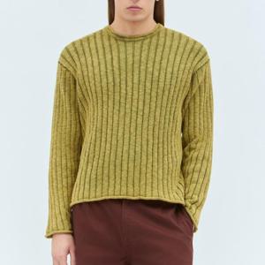 25 FW 스투시 크루넥 리브 코튼 니트 스웨터 머스타드그린 117252 0401