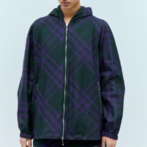 25 FW 버버리 여성 체크 프린트 집업 후드 윈드브레이커 자켓 퍼플 8077345 B7483