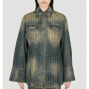 25 FW 블루마린 올오버 스터드 엠벨리쉬 데님 자켓 그린블루 4J019A C6F18 PEACOAT WARM