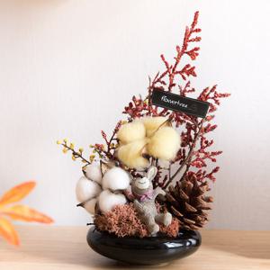 목화 조화 화분 솔방울 짚소 set 24cm 인테리어 꽃 테이블 장식 소품 꾸미기