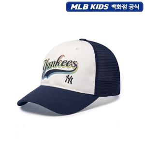 [MLB키즈]빈티지 컬시브 로고 배색 메쉬캡(7ACPVT353)
