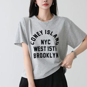 [피핀] 112320 오가닉 실켓 스웨이드 레터링 반팔 티셔츠