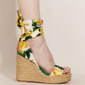 25 FW 돌체앤가바나 플라워 프린트 슈미즈 웨지 힐 샌들 CZ0312 AQ774 HA3VO