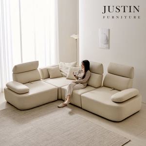 [저스틴퍼니처]모아 가죽 딥 스윙 코너형 5인 소파