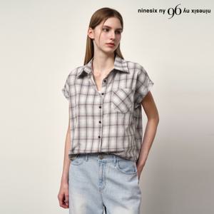 [나인식스뉴욕(영캐릭터)]카라넥 체크 패턴 반팔 셔츠 (NP2BA043L0)