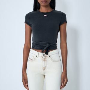 26 SS 디젤 T Bunny 버니 셀프타이 웨이스트 저지 크롭 티셔츠 A19520 0KIBY 02A