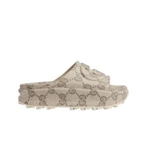 구찌 슬라이드 샌들 인터로킹 G 베이지 에보니 725539-JAAC6-9742