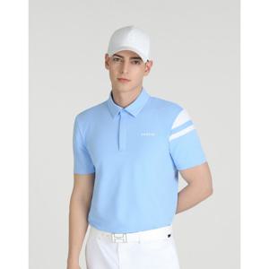 헤지스 골프 25SS ONLINE EXCLUSIVE 블루 남성 스윙핏 소매 포인트 반팔 티셔츠 HUTS5B903B1