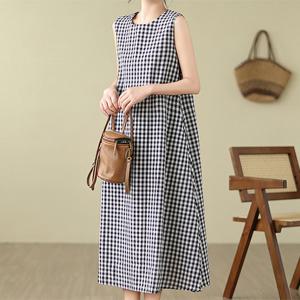 [패션에비뉴] 블랙체크 민소매 롱원피스 25EB55B4