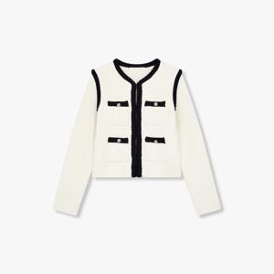 [지컷]배색 트림 노카라 부클 가디건(7215150204)