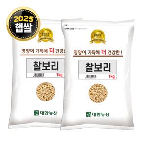 대한농산 국산 찰보리 1kg 2봉 / 25년산 햇보리