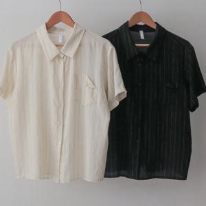 나야홍 / 빅사이즈반팔셔츠 U769L506 얇은스트라이프카라남방 G