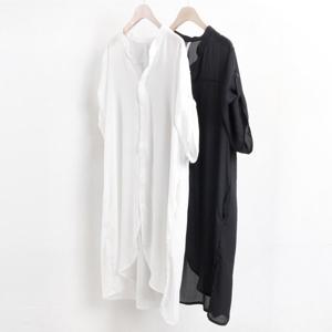 나야홍 / 빅사이즈롤업블라우스 2133L507 반팔셔츠블라우스 HG